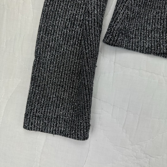 MKM Designs VTG Silver Metallic Tie Front Cardigan Y2K Indie Grunge M - Picture 6 of 16